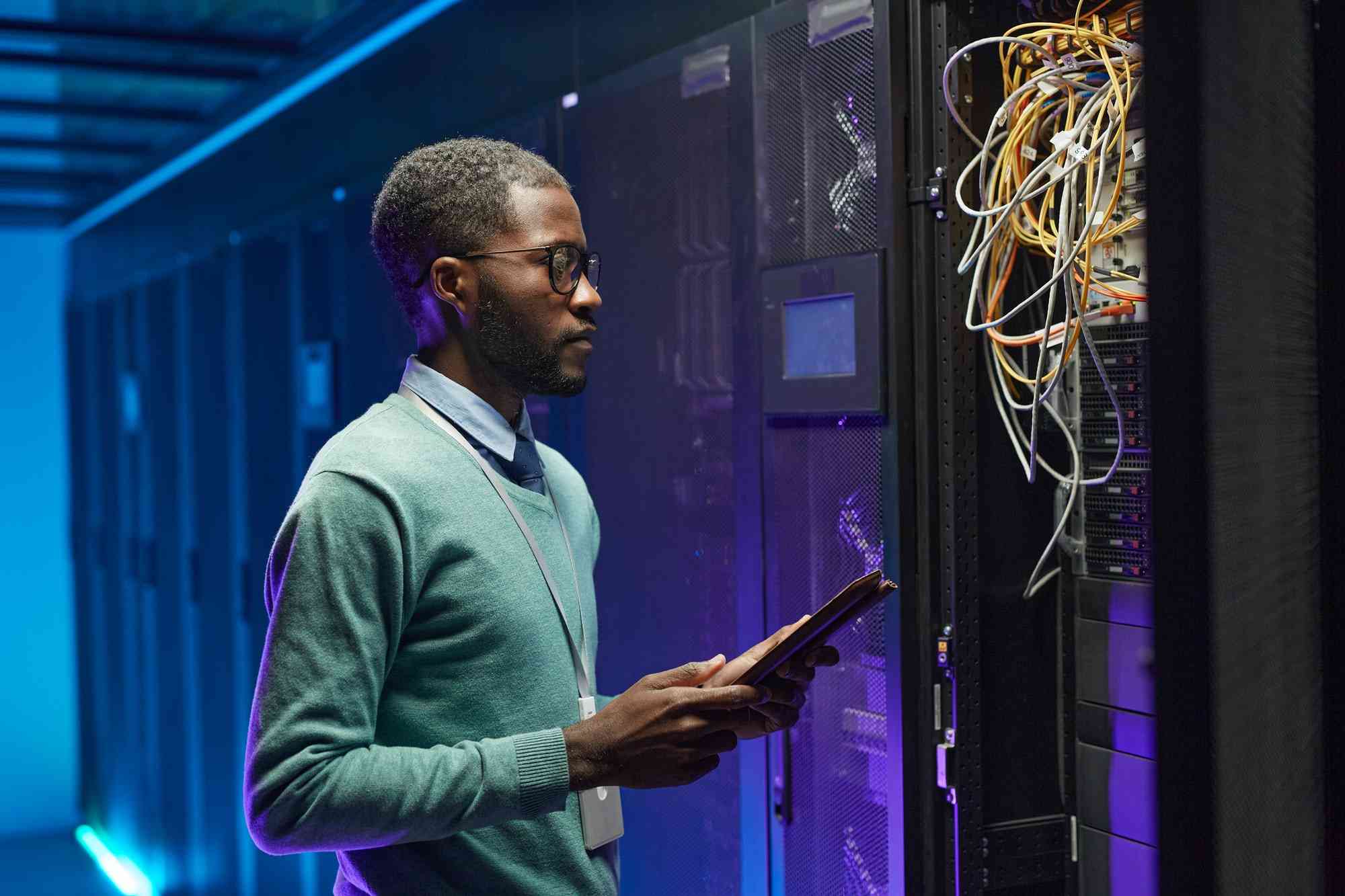 Network Engineer Setting Up Server